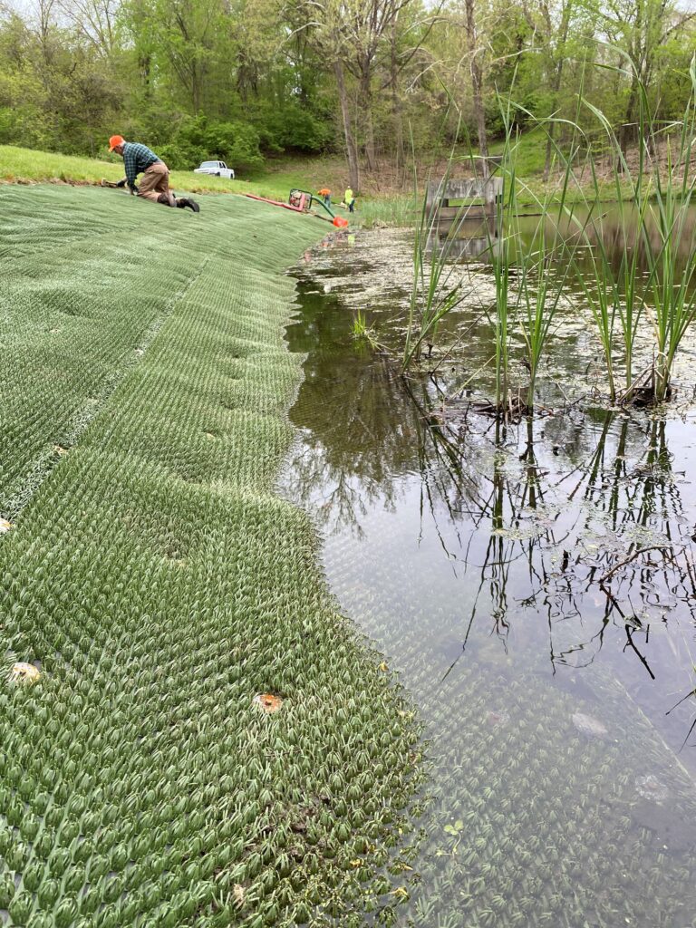 Pond install of ShearForce10 in Chesterfield, MO